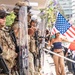 U.S. Army Soldiers and U.S. Marines provide protection to a federal building