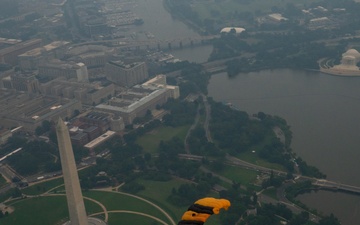 U.S. Army Parachute Team jumps for Army 250th Birthday Parade