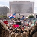 U.S. Army Soldiers and U.S. Marines provide protection to a federal building
