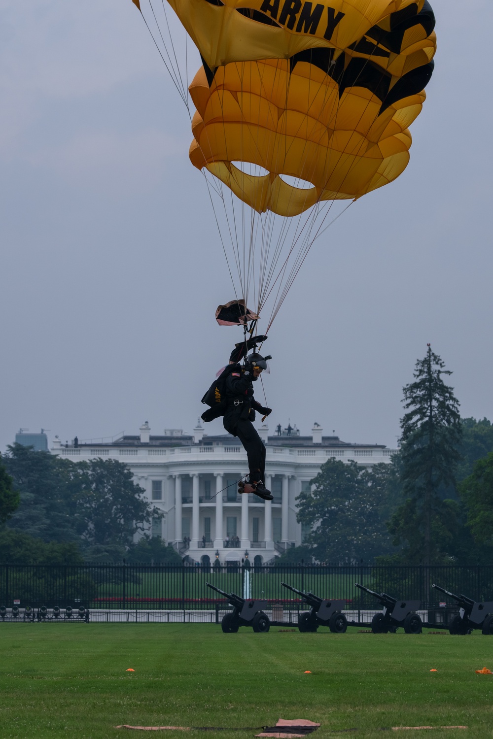 U.S. Army Parachute Team jumps for Army 250th Birthday Parade