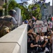 U.S. Marines, California Army National Guard, Department of Homeland Security guard federal building