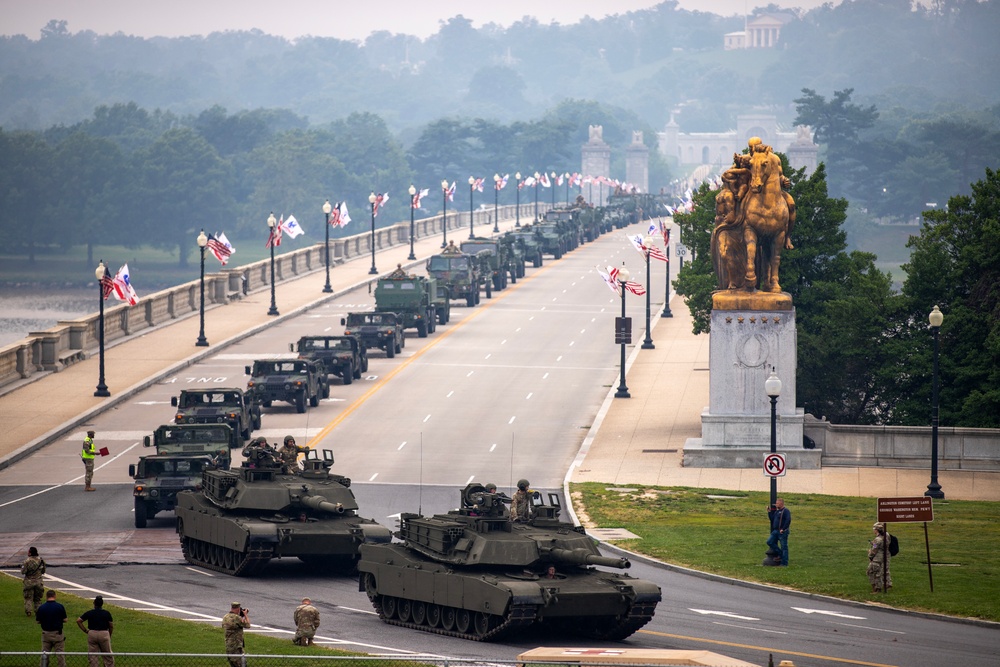 U.S. Army Soldiers participate in the 250th Army Birthday Parade