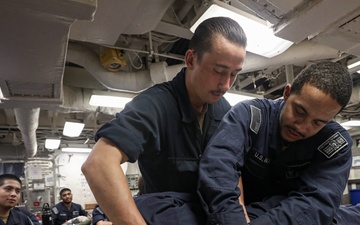 USS Milius conducts operations in the U.S. Central Command area of responsibility as part of the Carl Vinson Carrier Strike Group