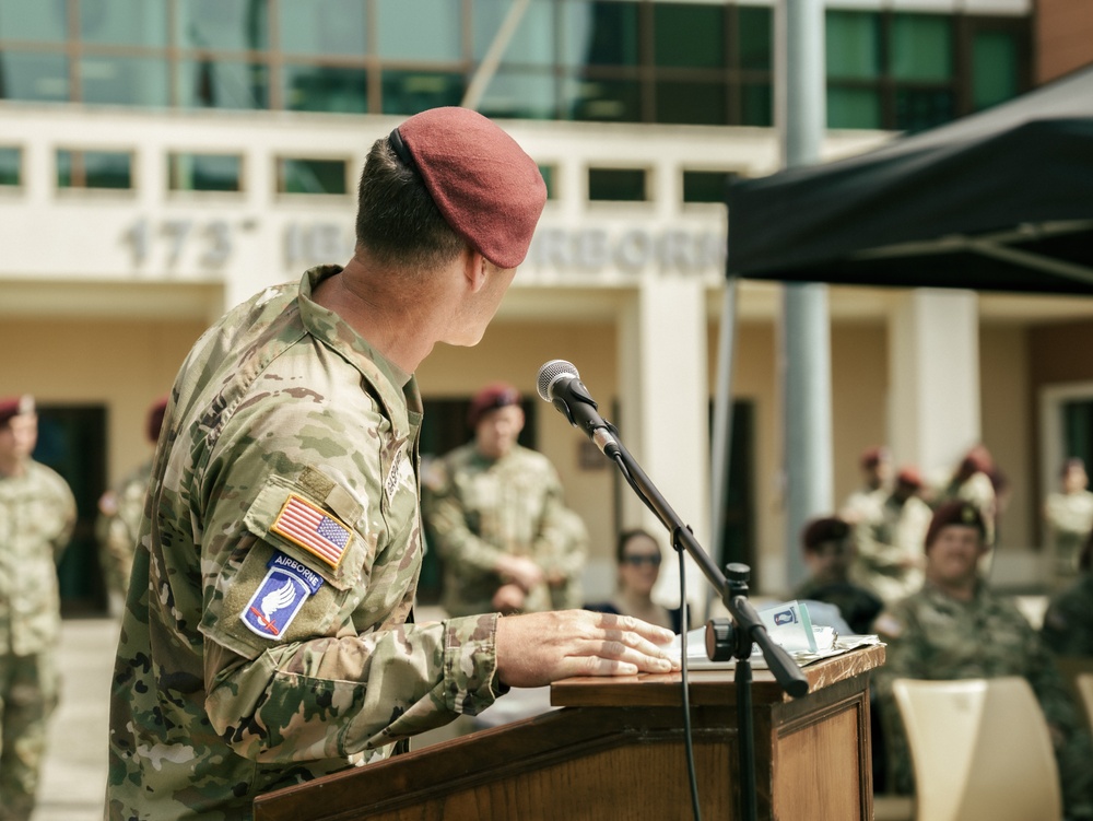 173rd Brigade Support Battalion Welcomes New Commander During Change of Command Ceremony in Vicenza