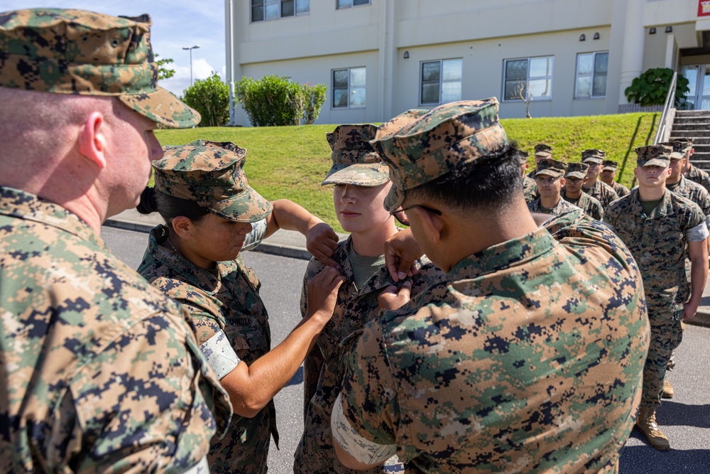 U.S. Marine Promotes to The Rank of Corporal on Camp Schwab
