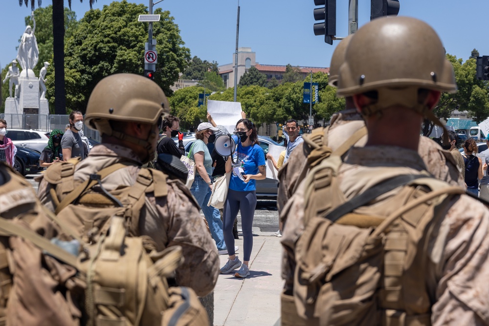 U.S. Marines guard federal building