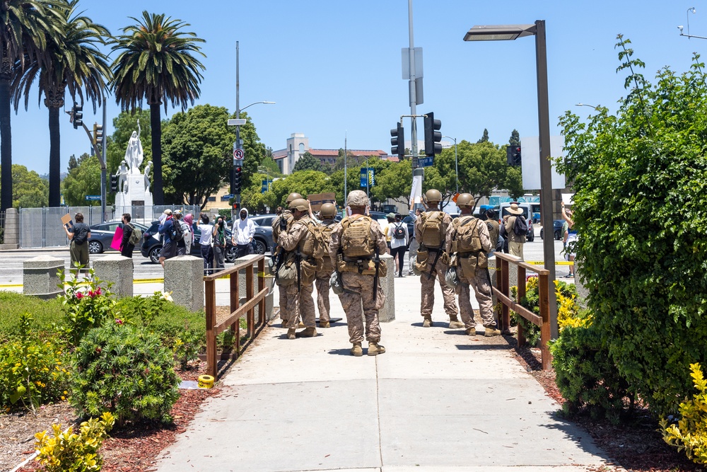 U.S. Marines guard federal building