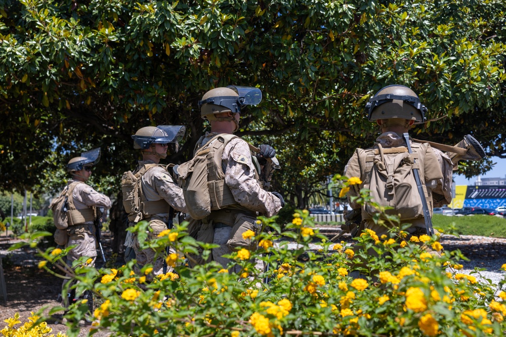 U.S. Marines guard federal building