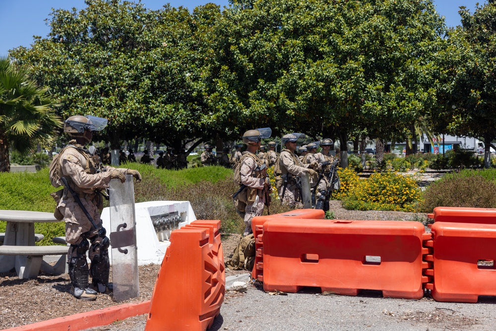 U.S. Marines guard federal building