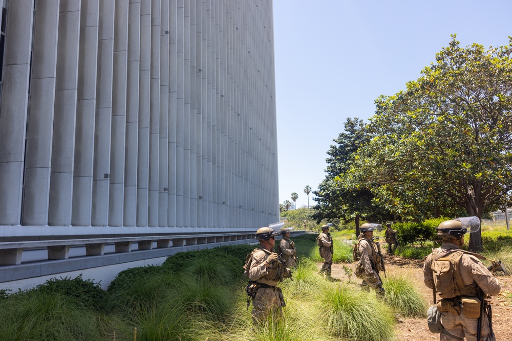 U.S. Marines guard federal building