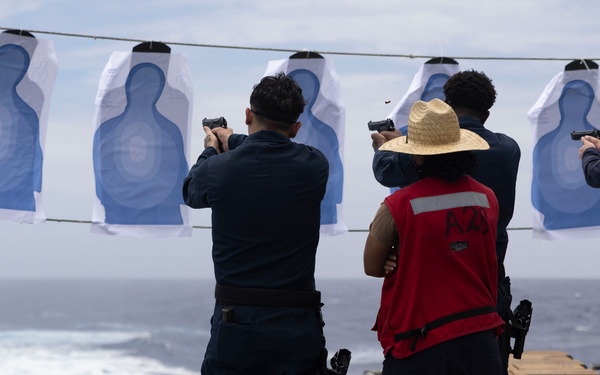 Shoup conducts small arms gun shoot