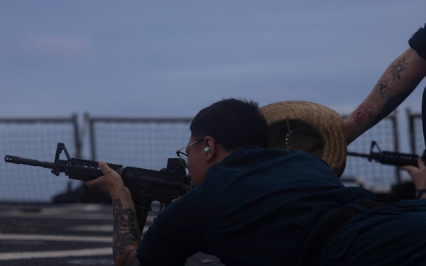 Shoup conducts small arms gun shoot