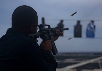 Shoup conducts small arms gun shoot
