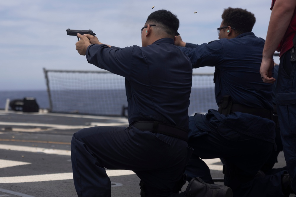 Shoup conducts small arms gun shoot