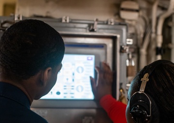 George Washington Sailors Operate a Weapons Elevator