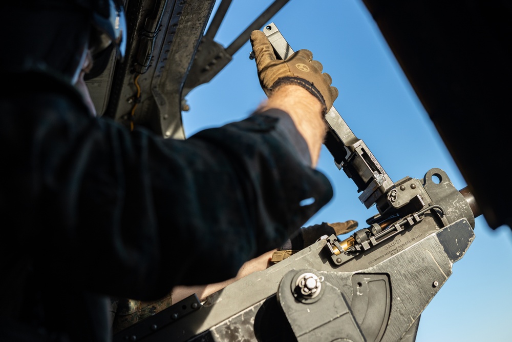 31st MEU | VMM 265 fires 50. caliber from above