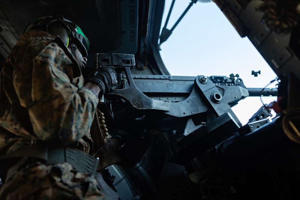 31st MEU | VMM 265 fires 50. caliber from above