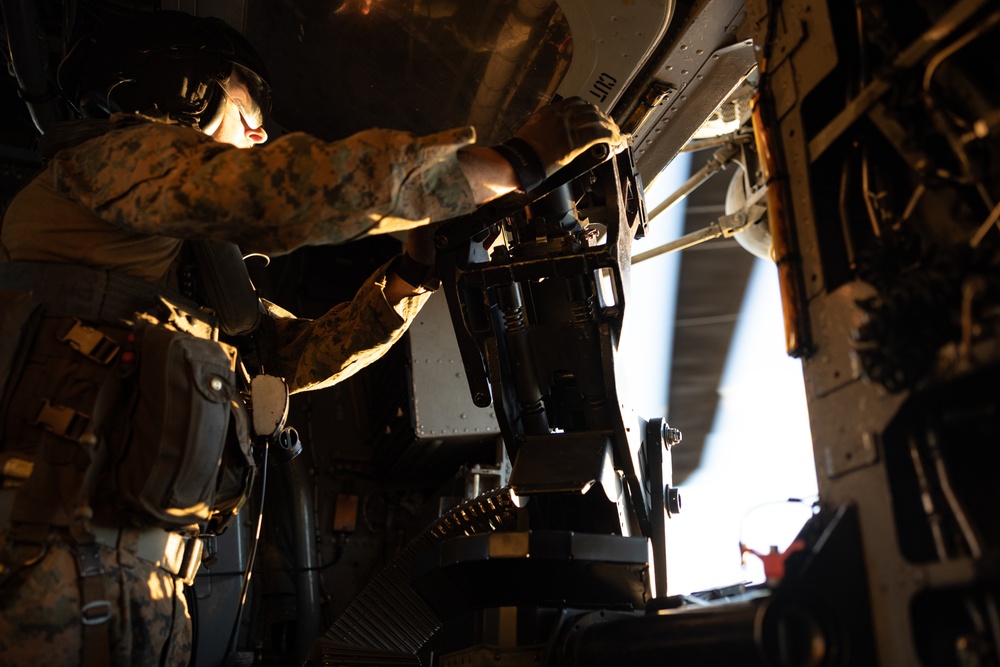 31st MEU | VMM 265 fires 50. caliber from above