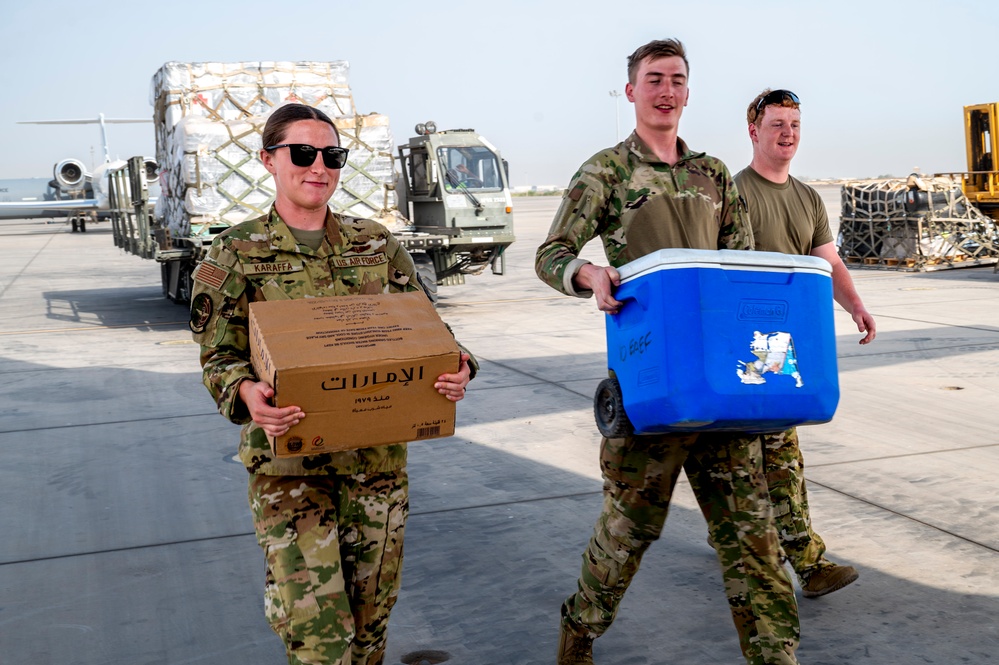 10th EAEF Personnel Load Medical Equipment for Aeromedical Mission at Camp Lemonnier