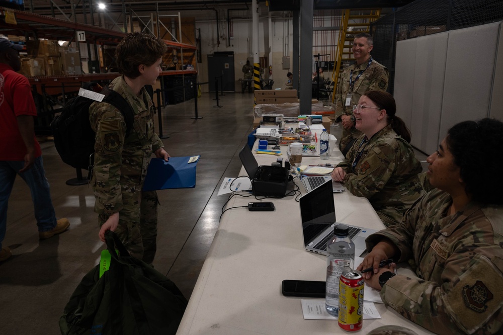 Chaplain crew talks to participants of Cardinal Strike about deployment readiness.