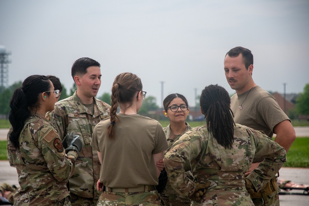 932nd airmen prepare for a simulated mass casualty event