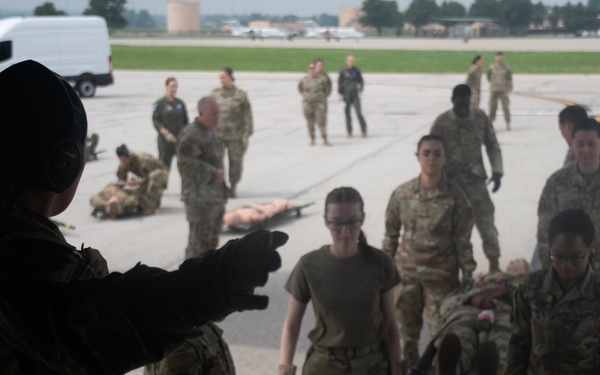 932nd airmen prepare for a simulated mass casualty event