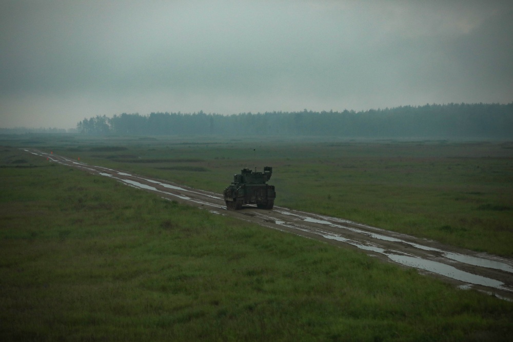 U.S. soldiers in Poland advance their Bradley Fighting Vehicle battlefield skills