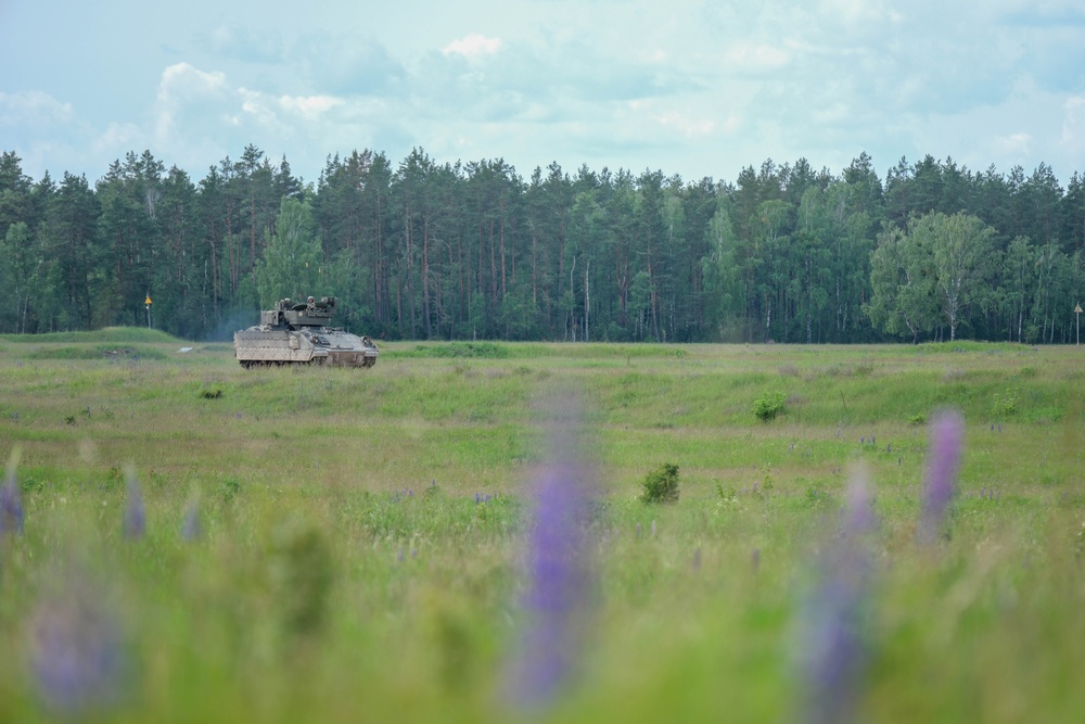 U.S. soldiers in Poland advance their Bradley Fighting Vehicle battlefield skills