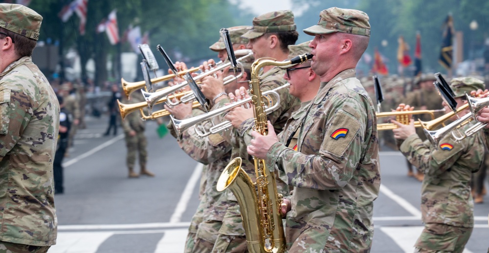 42nd Infantry Division Band marches in Army 250 Parade