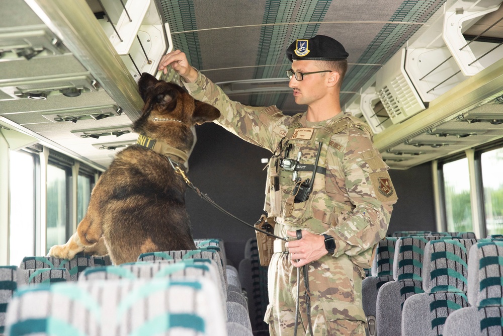 Cleared and ready: Buses arrive at Andrews for Army anniversary support