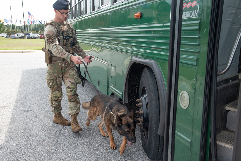 Cleared and ready: Buses arrive at Andrews for Army anniversary support
