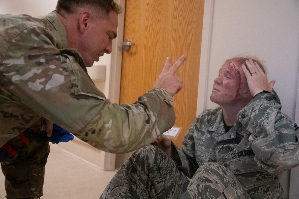 932nd Aerospace Medical Squadron airmen take part of a mass casualty training event