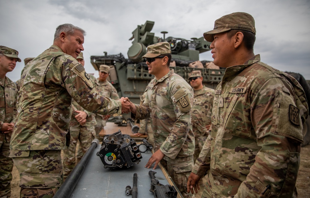 Lt. Gen. Charles Costanza visits Soldiers in Hungary during Saber Guardian 25
