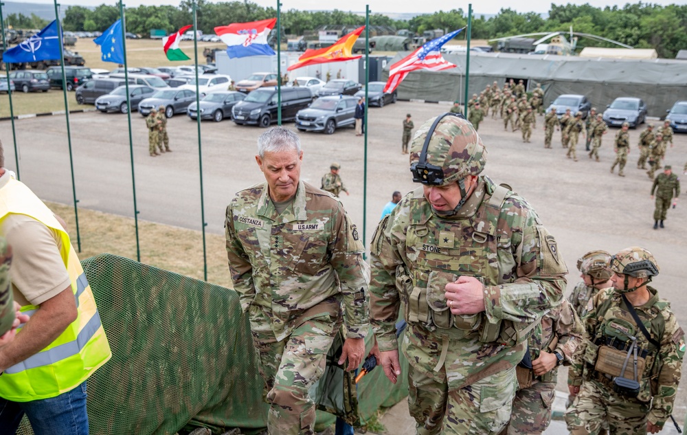 Lt. Gen. Charles Costanza visits Soldiers in Hungary during Saber Guardian 25
