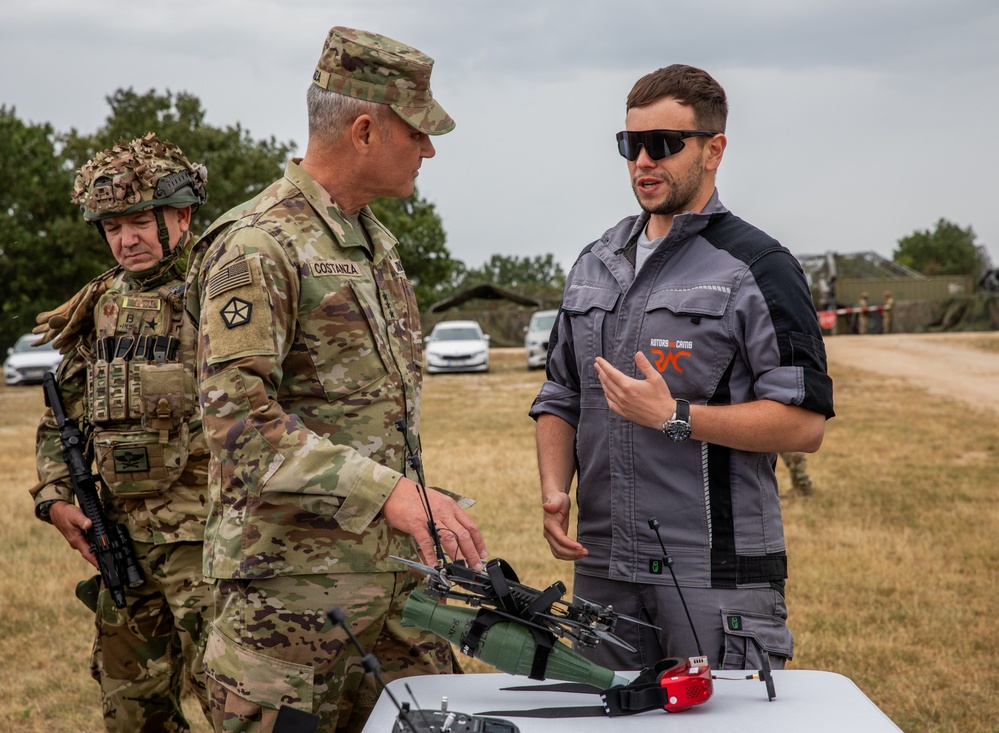 Lt. Gen. Charles Costanza visits Soldiers in Hungary during Saber Guardian 25
