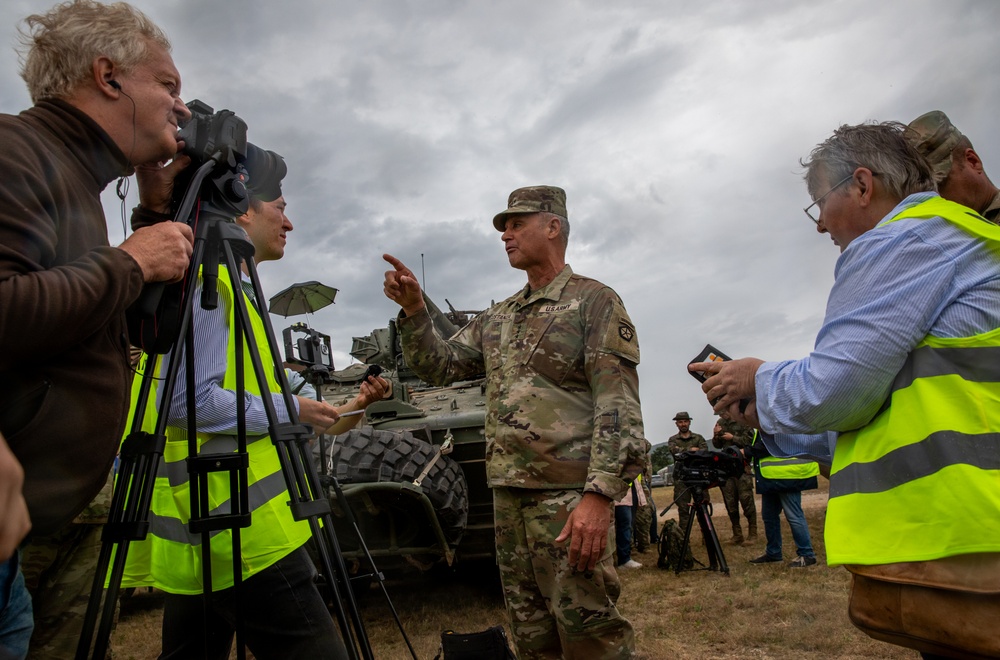 Lt. Gen. Charles Costanza visits Soldiers in Hungary during Saber Guardian 25