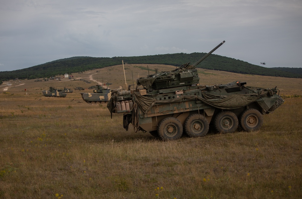 2CR Soldiers join Spanish and Hungarian Defense Forces for a multinational live-fire demonstration during Saber Guardian 25