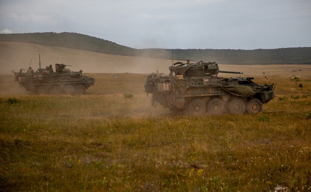 2CR Soldiers join Spanish and Hungarian Defense Forces for a multinational live-fire demonstration during Saber Guardian 25