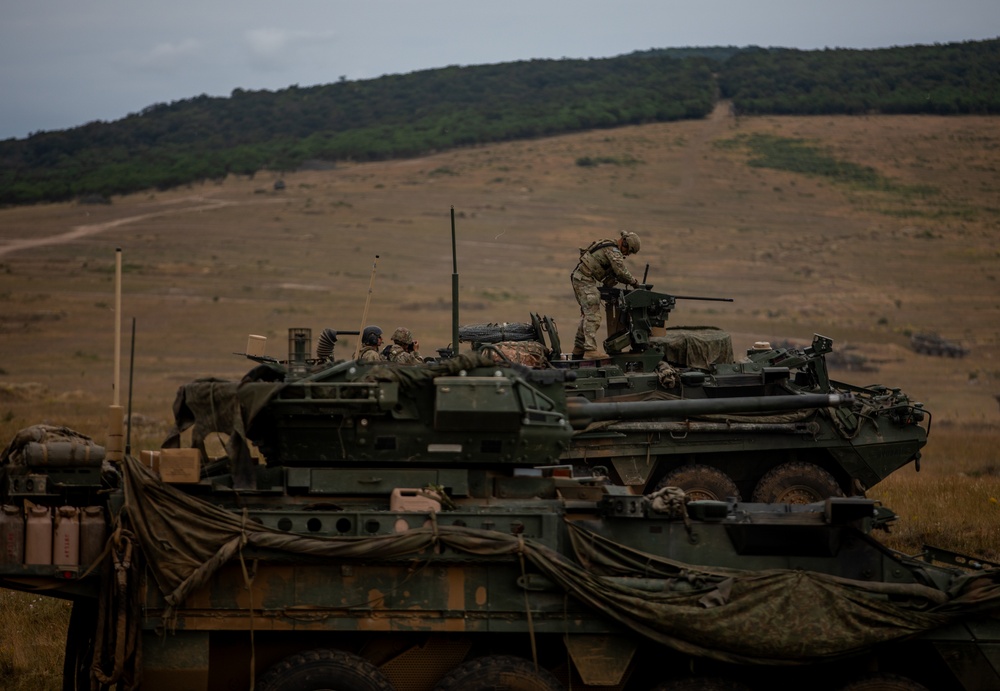 2CR Soldiers join Spanish and Hungarian Defense Forces for a multinational live-fire demonstration during Saber Guardian 25