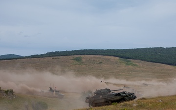 2CR Soldiers join Spanish and Hungarian Defense Forces for a multinational live-fire demonstration during Saber Guardian 25