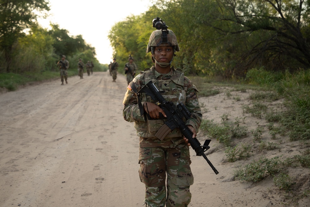 808th Engineer Company conduct foot patrol along the southern border