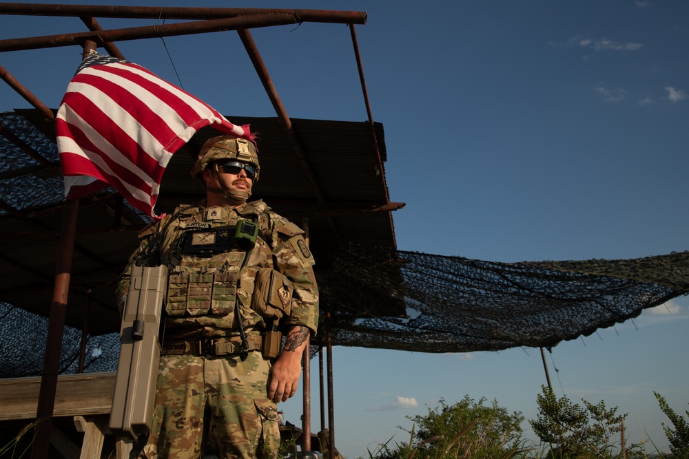 808th Engineer Company conduct foot patrol along the southern border