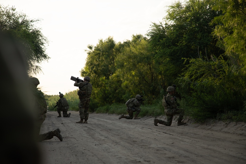 808th Engineer Company conduct foot patrol along the southern border