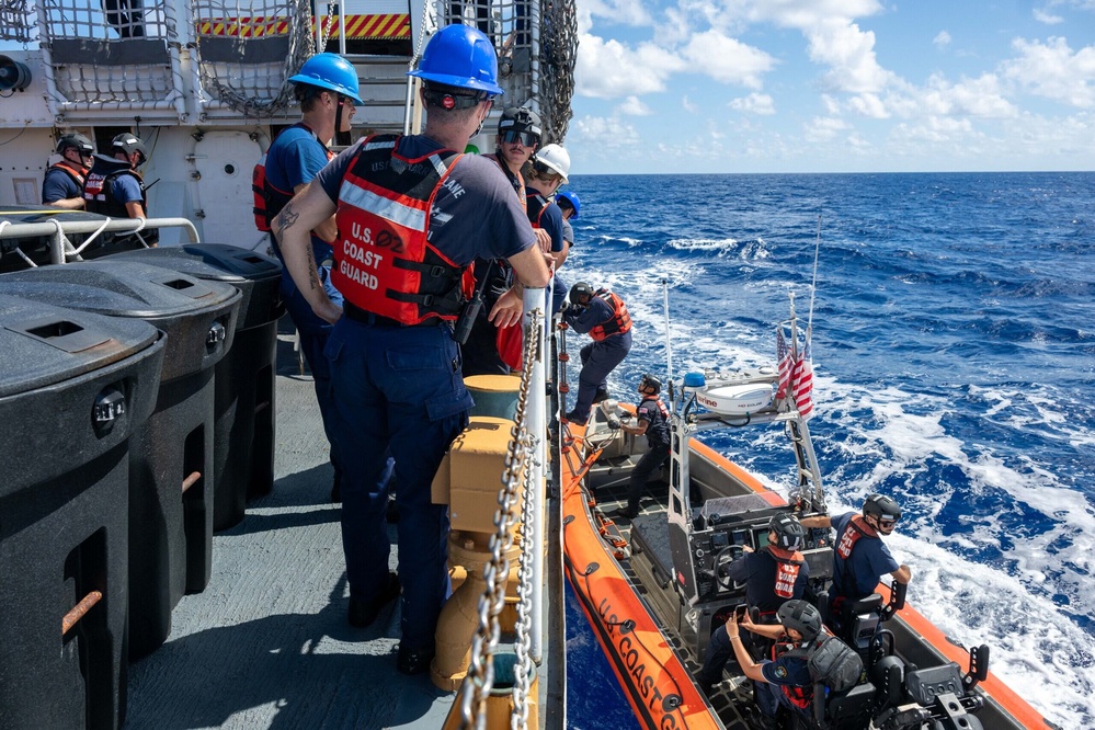 U.S. Coast Guard Harriet Lane (WMEC 903), Cook Island Shipriders conduct Fishery Boardings