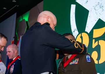 Task Force Talon Commander presents Order of Saint Barbara to recipients during the Army’s 250th Birthday Ball