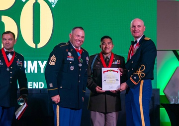 Task Force Talon Commander presents Order of Saint Barbara to recipients during the Army’s 250th Birthday Ball