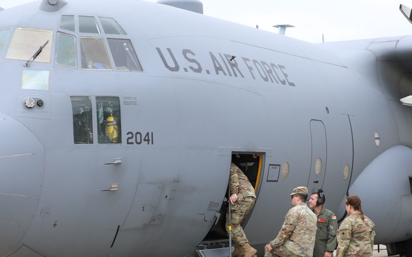 Illinois Army National Guard Soldiers Travel to Annual Training Aboard an Illinois Air National Guard C-130