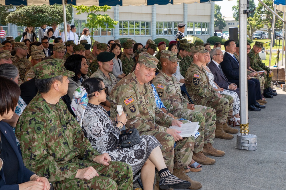 Maj. Gen. Dave Womack relinquishes command of U.S. Army Japan to Brig. Gen. James Dooghan, as Gen