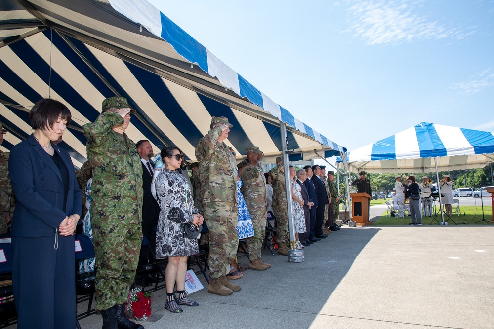Maj. Gen. Dave Womack relinquishes command of U.S. Army Japan to Brig. Gen. James Dooghan, as Gen