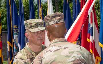 Maj. Gen. Dave Womack relinquishes command of U.S. Army Japan to Brig. Gen. James Dooghan, as Gen